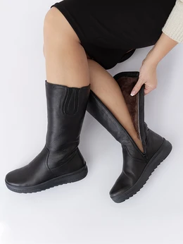 Женские черные сапоги Romer (Натуральный мех)