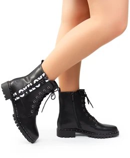 Женские черные ботинки Rieker (Искусственная шерсть)