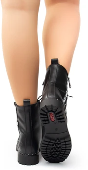 Женские черные ботинки Rieker (Искусственная шерсть)