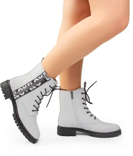 Женские белые ботинки Rieker (Искусственная шерсть)