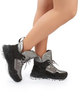 Женские серо-коричневые дутики Baden (Натуральная шерсть)