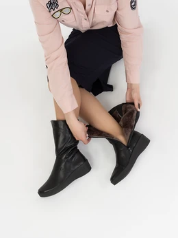 Женские черные полусапоги Romer (Натуральный мех)