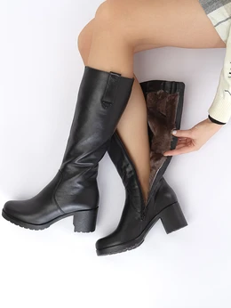 Женские черные сапоги Francesco Donni (Натуральный мех)