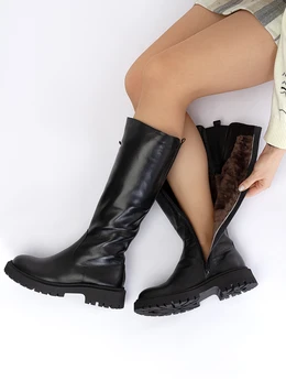 Женские черные сапоги Romer (Натуральный мех)