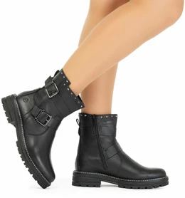 Женские черные ботинки Remonte (Натуральная шерсть)